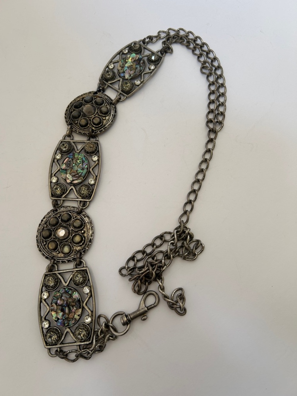 Silver-Tone Abalone Accent Statement Necklace